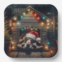 Navidades Basset Hound En Doghouse