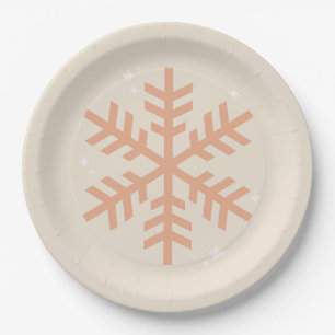 Plato De Papel Navidades Beige copo de nieve