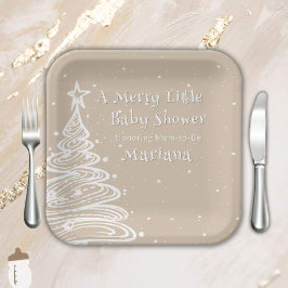 Plato De Papel Navidades Beige Género Neutral Baby Shower