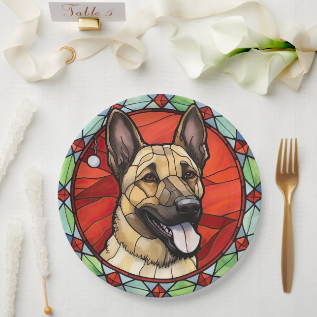 Plato De Papel Navidades belgas malinois de vidrio templado (Boda)