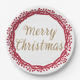 Plato De Papel Navidades berry wreath placa de papel