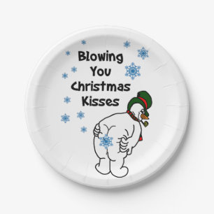 Plato De Papel Navidades besan a Snowman