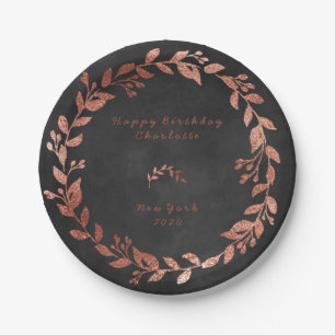 Plato De Papel Navidades Black Chalkboard Rosa Rose Gold Gray