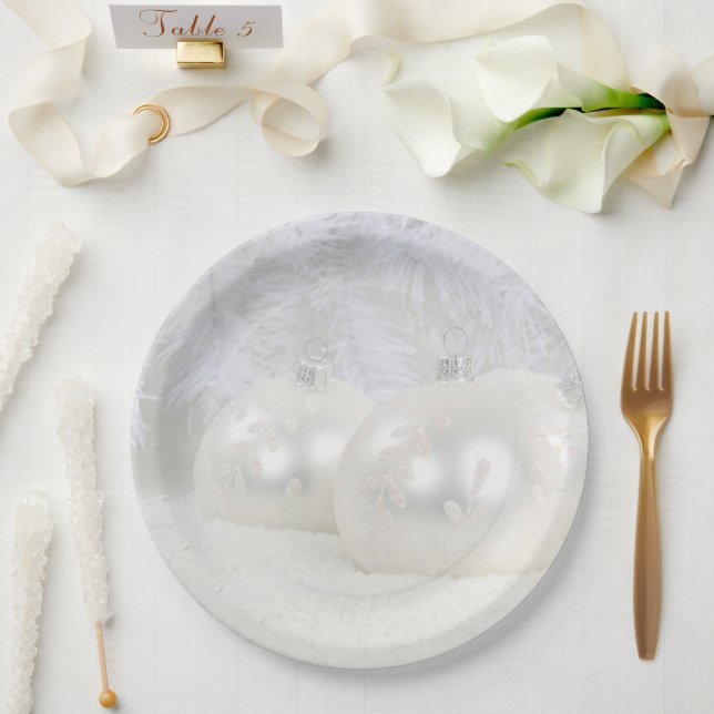 Plato De Papel Navidades blancos (Boda)
