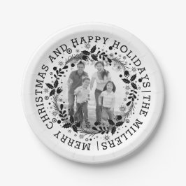 Plato De Papel Navidades blancos y negros corean y foto