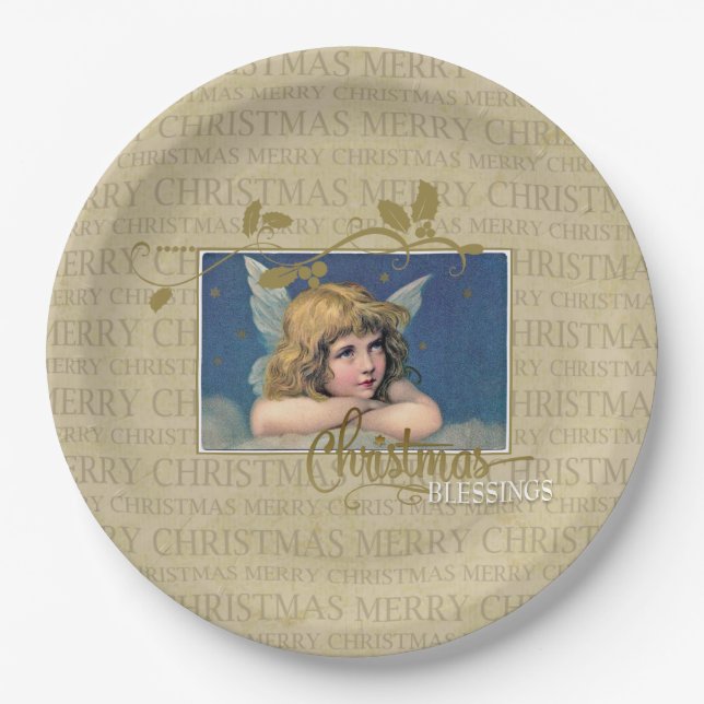 Plato De Papel Navidades Blessings Angel (Anverso)