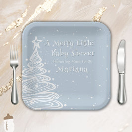 Plato De Papel Navidades Boho Blue Boy Baby Shower