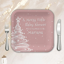 Plato De Papel Navidades Boho Chica Rosa Baby Shower