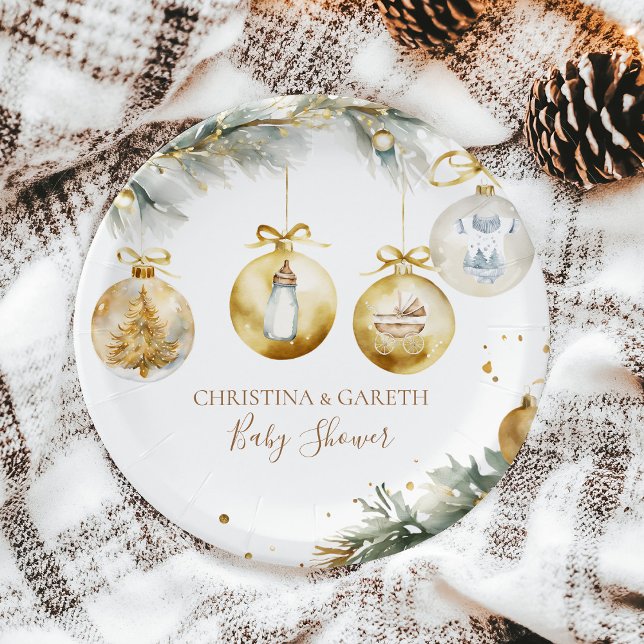 Plato De Papel Navidades Boho Merry Little Baby Shower (Subido por el creador)