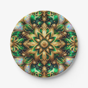 Plato De Papel NAVIDADES ~ Bonito Oro brillante Verde