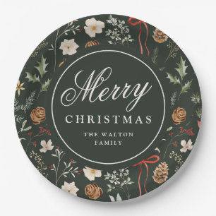 Plato De Papel Navidades botánicos de invierno personalizados