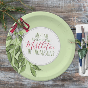 Plato De Papel Navidades botánicos de verdor navideño personaliza