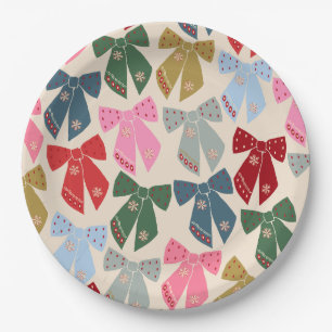 Plato De Papel Navidades Bows Coquette