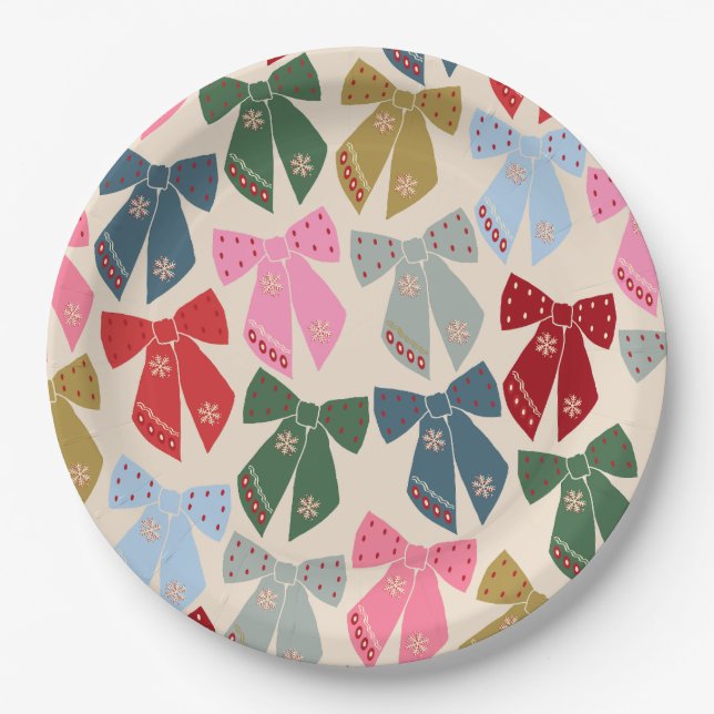 Plato De Papel Navidades Bows Coquette (Anverso)