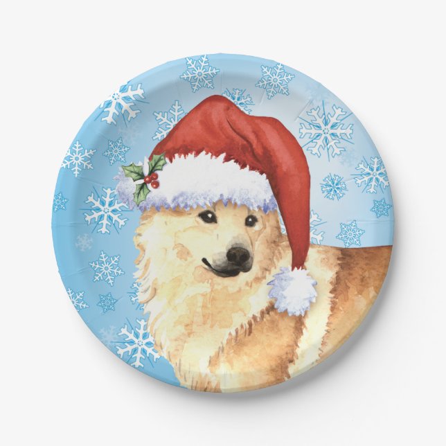 Plato De Papel Navidades Buhund noruego (Anverso)