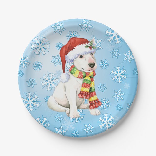 Plato De Papel Navidades Bull Terrier (Anverso)