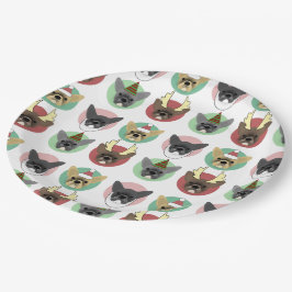 Plato De Papel Navidades Bulldog Cachorros