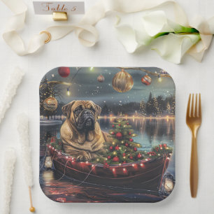 Plato De Papel Navidades Bullmastiff Voyage festivo