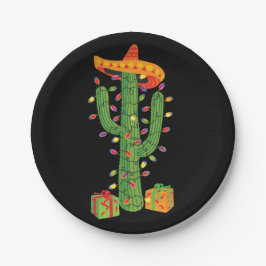 Plato De Papel Navidades Cactus Feliz Navidad