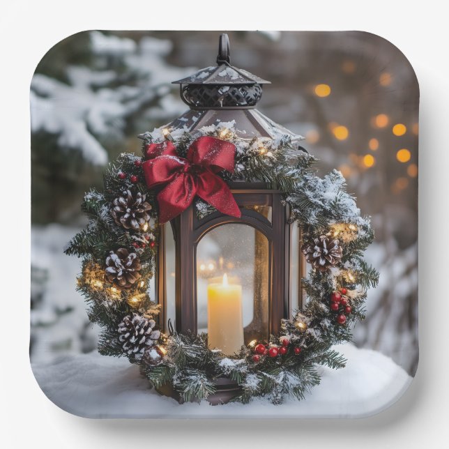 Plato De Papel Navidades Candle Lantern (Anverso)