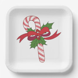 Plato De Papel Navidades Candy Cane
