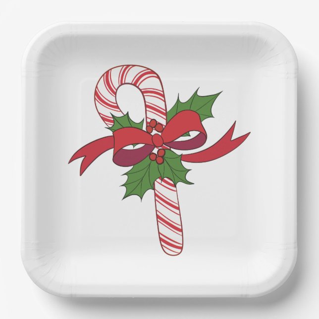Plato De Papel Navidades Candy Cane (Anverso)