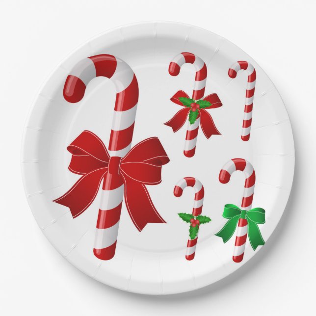 Plato De Papel Navidades Candy Cane (Anverso)