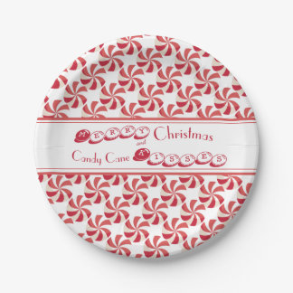 Plato De Papel Navidades Candy Cane Kisses y el deseo de vacacion