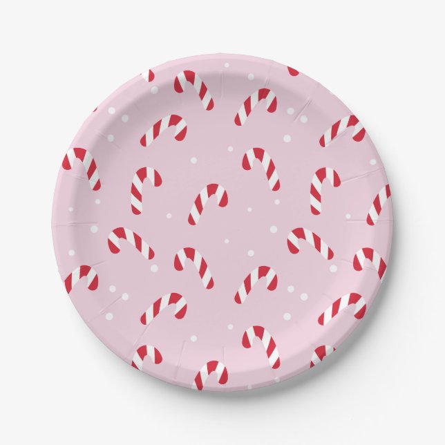 Plato De Papel Navidades Candy Cane Pink (Anverso)