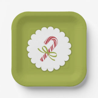 Plato De Papel Navidades Candy Cane Plate