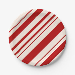Plato De Papel Navidades Candy Cane Stripes Patrón de vacaciones