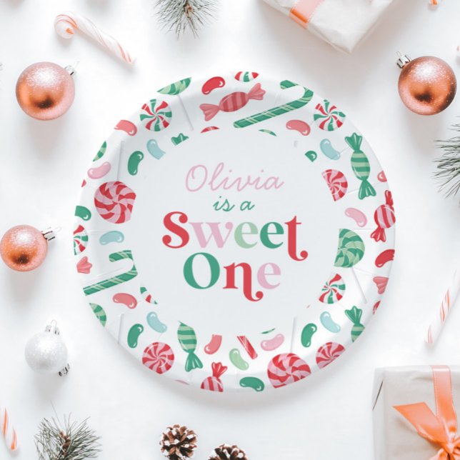 Plato De Papel Navidades Candy Sweet One First Birday (Subido por el creador)