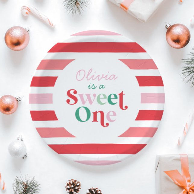 Plato De Papel Navidades Candy Sweet One First Birday (Subido por el creador)