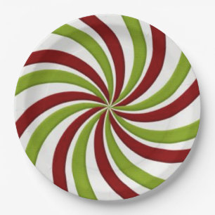 Plato De Papel Navidades Candy verde y pimentón rojo