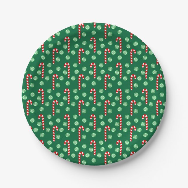 Plato De Papel Navidades Cañones de Vela Verde Rojo (Anverso)