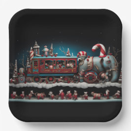 Plato De Papel Navidades caprichosos Tren de Vela 1