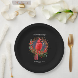 Plato De Papel Navidades Cardenal Rojo Yule Solstice Boho Holiday