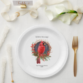 Plato De Papel Navidades Cardenal Rojo Yule Solstice Boho Holiday