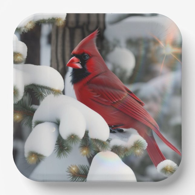 Plato De Papel Navidades Cardinal (Anverso)