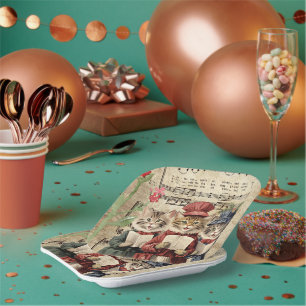 Plato De Papel Navidades cargando gatos