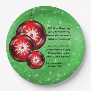 Plato De Papel Navidades Carol Lyrics Hark Herald Angels Large 9"