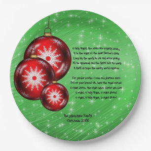 Plato De Papel Navidades Carol Lyrics - O Holy Night - Large 9"