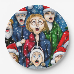 Plato De Papel Navidades Caroling