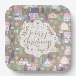 Plato De Papel Navidades Casas Brown