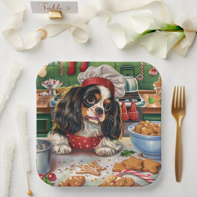 Plato De Papel Navidades Cavalier King Charles Spaniel Baking (Boda)