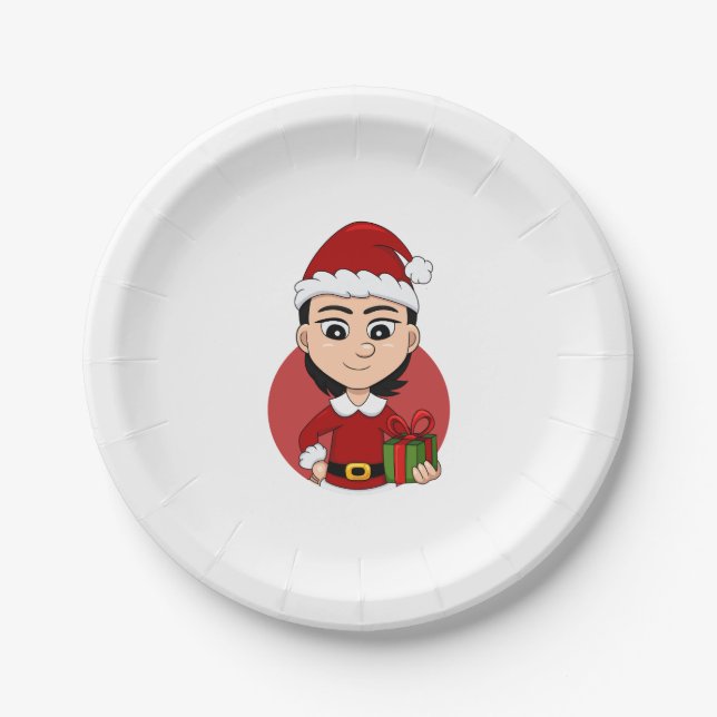 Plato De Papel Navidades chicas personalizados placas de papel (Anverso)