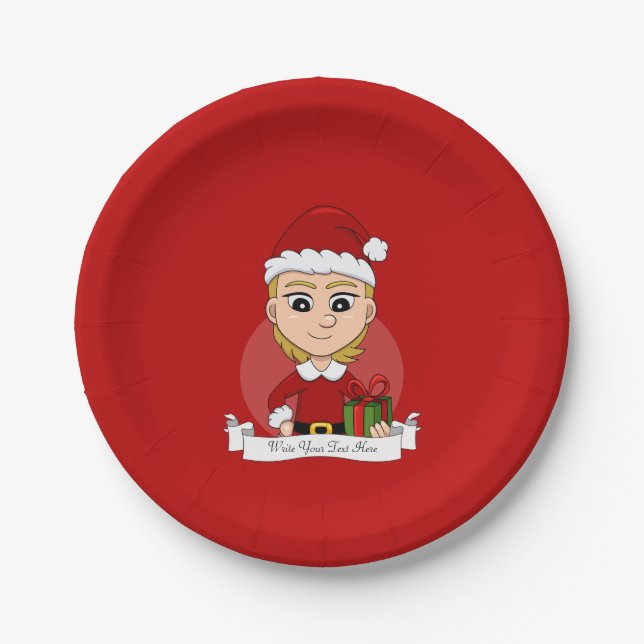 Plato De Papel Navidades chicas personalizados placas de papel (Anverso)