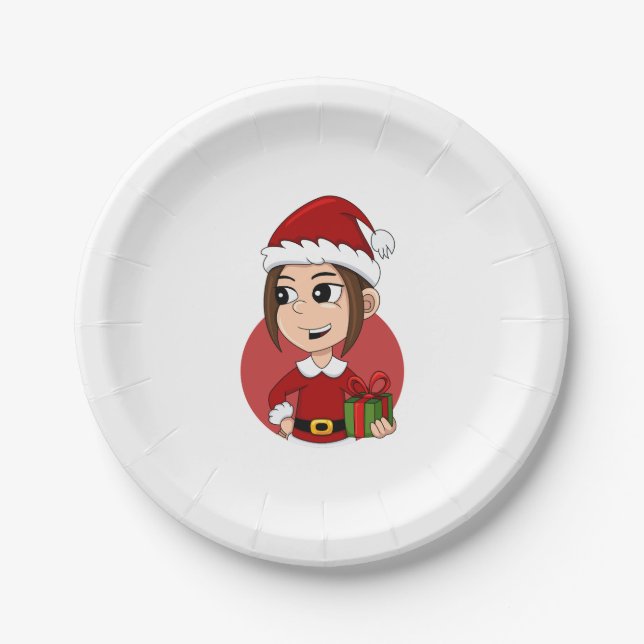 Plato De Papel Navidades chicas personalizados placas de papel (Anverso)