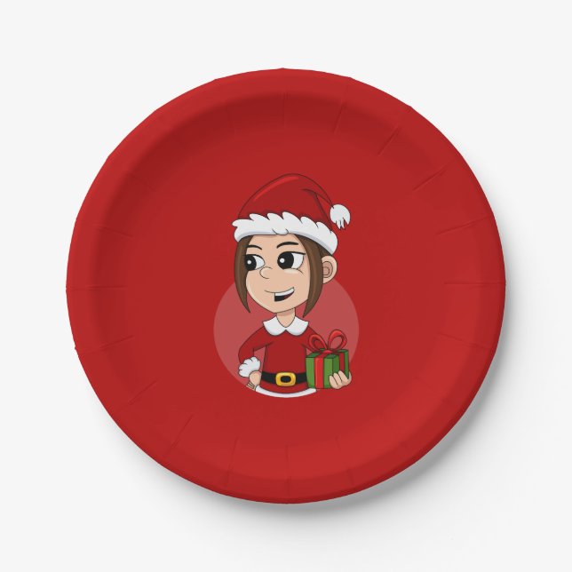 Plato De Papel Navidades chicas personalizados placas de papel (Anverso)