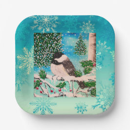 Plato De Papel Navidades Chickadee Chatter Plate